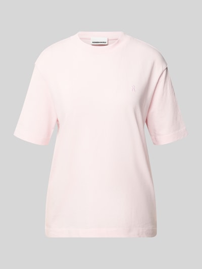 Productfoto, loose fit T-shirt uit pure katoen model 'TARJAA' van Armedangels, effen lichtroze, ronde hals, korte mouw, fijnrib, logo-stiksel