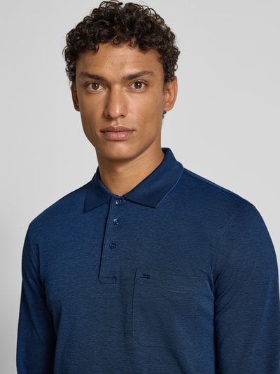 Christian Berg Men Regular fit poloshirt in design met lange mouwen Donkerblauw - 3