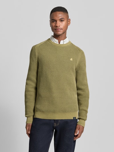 Lerros Regular fit pullover in gebreide look Kaki - 4