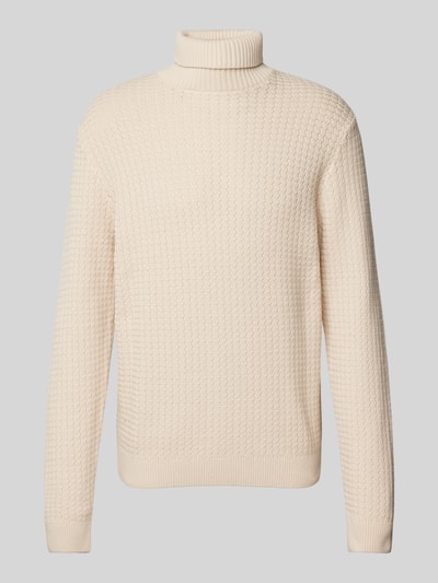 SELECTED HOMME Rollkragenpullover mit Strukturmuster Modell 'ZIG' Offwhite 2