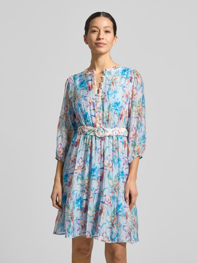 Christian Berg Woman Selection Knielanges Kleid im Allover-Look mit Gürtel Hellblau 4