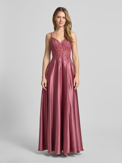 LUXUAR FASHION Corsagenkleid mit Stitchings und Ziersteinbesatz Rostrot 4