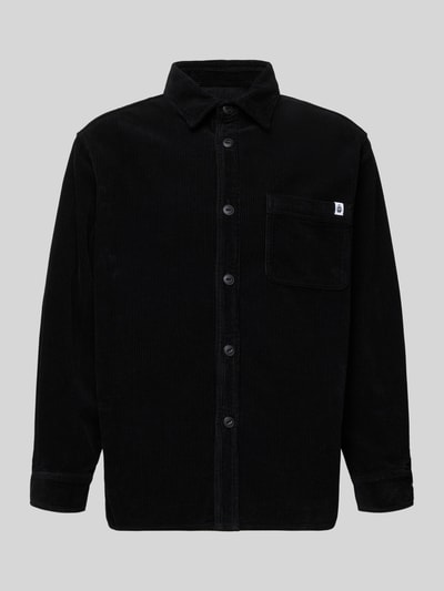 Edwin Regular fit vrijetijdsoverhemd van corduroy met kentkraag, model 'ANDER' Zwart - 2