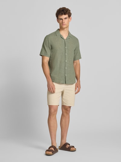 ONLY & SONS Slim Fit Freizeithemd aus Baumwoll-Leinen-Mix Modell 'CAIDEN' Hellgruen 1