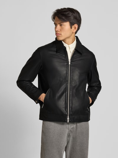 JACK & JONES Lederjacke mit Kentkragen Modell 'CASABLANCA' BLACK 4