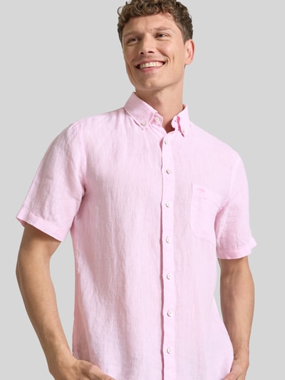 Fynch-Hatton Regular Fit Leinenhemd mit Button-Down-Kragen Hellrosa 3