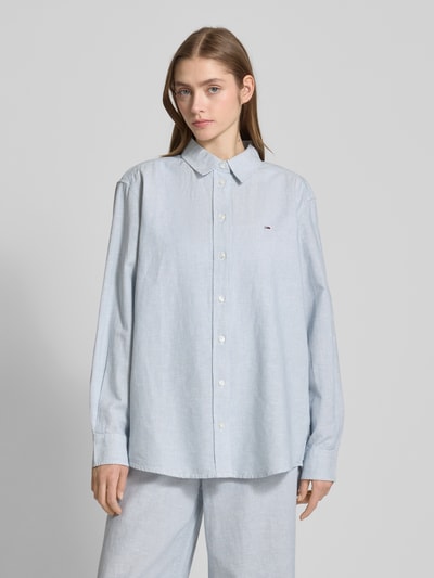 Tommy Jeans Relaxed Fit Blusenshirt aus Baumwoll-Leinen-Mix Blau 4