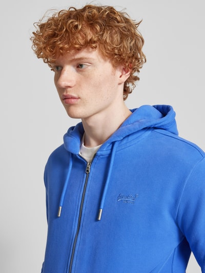 Superdry Sweatjack met labelstitching Koningsblauw - 3