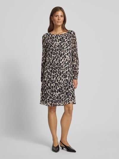 s.Oliver BLACK LABEL Loose fit plisséjurk met all-over motief Zwart - 4