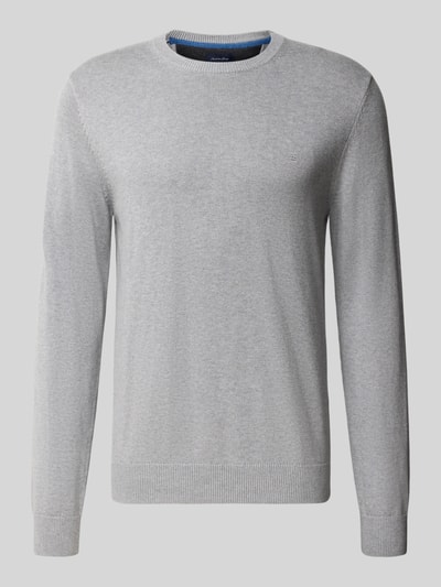 Christian Berg Men Regular Fit Strickpullover aus Baumwoll-Woll-Mix Hellgrau Melange 1