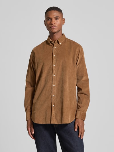 Christian Berg Men Freizeithemd mit Knopfleiste Cognac 4
