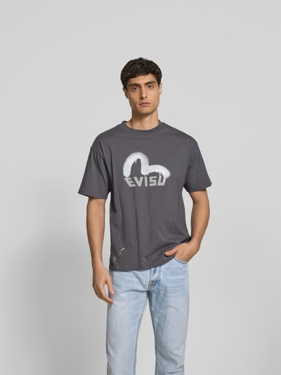Evisu Regular Fit T-Shirt mit Label-Print Anthrazit 4