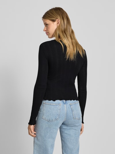 Pieces Slim fit gebreid jack van puur katoen, model 'MARIE' Zwart - 5