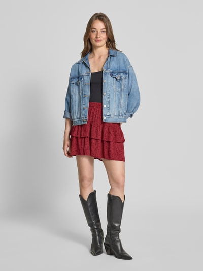 Only Ausgestellter Mini-Rock aus reiner Viskose Modell '30 BERYL' Kirsche Melange 1