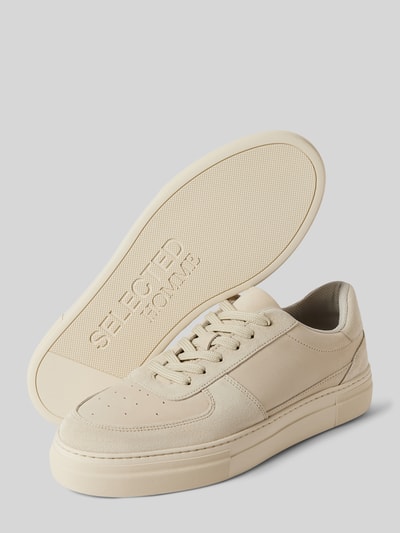 SELECTED HOMME Sneakers van leer met vetersluiting, model 'HARALD' Beige - 4