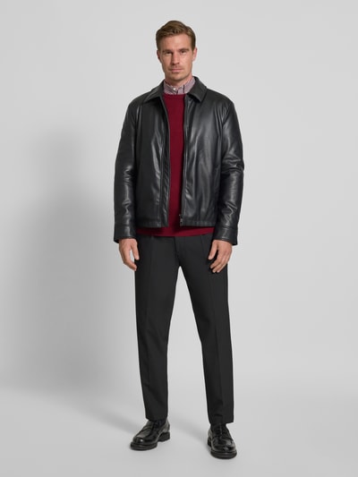 Christian Berg Men Sweter z kaszmiru o kroju regular fit z okrągłym dekoltem Bordowy melanż 1