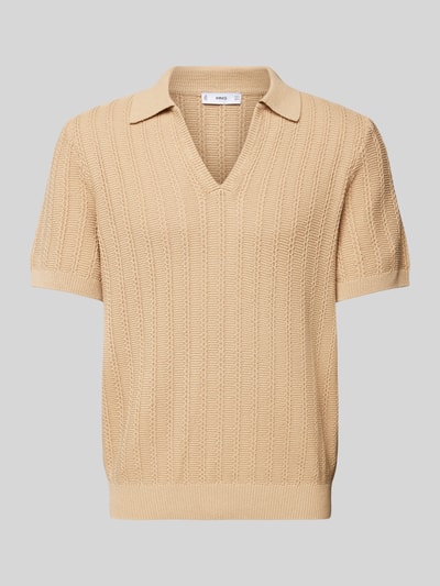 Mango Poloshirt mit Umlegekragen und V-Ausschnitt Beige 2