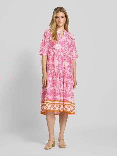 Emily Van den Bergh Sukienka midi z kołnierzem z lamówką Mocnoróżowy 4