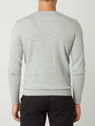 Tom Tailor Gebreide pullover met logostitching Lichtgrijs gemêleerd - 5