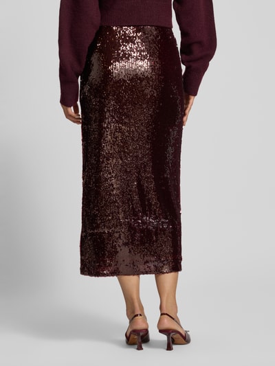 YAS Midirock mit Pailletten Modell 'ROYALINA' Bordeaux 5