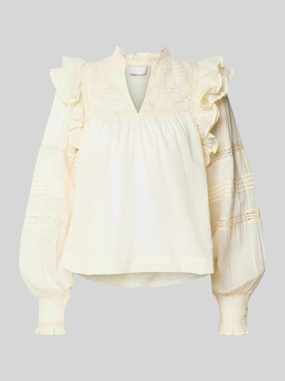 Neo Noir Regular Fit Bluse mit Häkelspitze Modell 'Mauri' Pastellgelb 2