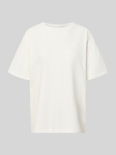 Produktfoto, Oversized Damen T-Shirt mit rückseitigem Stitching Modell 'Flower' von OH APRIL aus Reine Baumwolle in Offwhite.