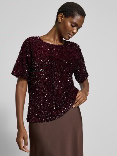 Vila Blouseshirt met pailletten, model 'FAITH' Prune - 3