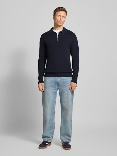 SELECTED HOMME Regular fit gebreide pullover van biologisch katoen, model 'DANE' Marineblauw - 1
