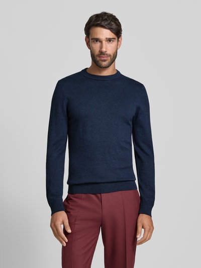 MCNEAL Gebreide pullover van een mix van katoen en kasjmier met ronde hals Marineblauw gemêleerd - 4