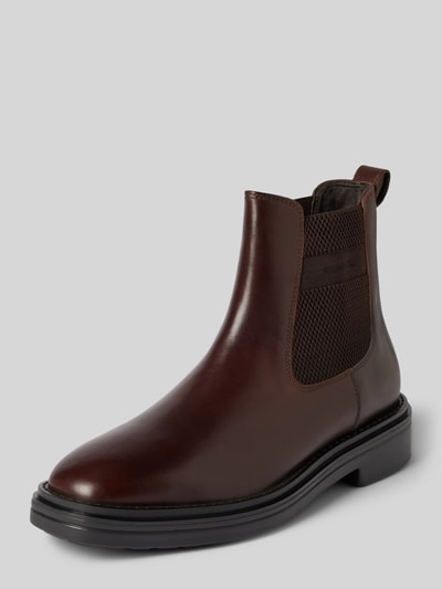 Gant Chelsea boots van leer met labelstitching, model 'Boggar' Donkerbruin - 1