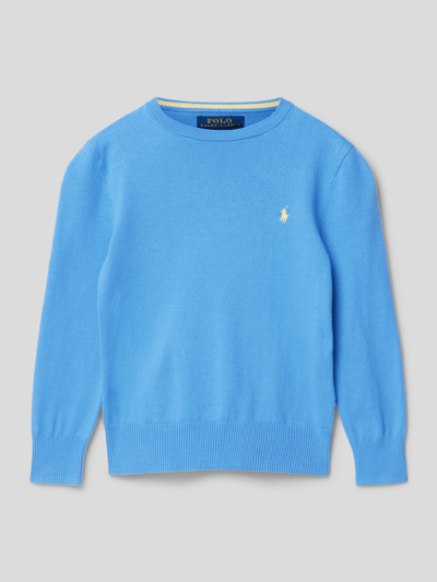 Polo Ralph Lauren Kids Sweter z dzianiny z wyhaftowanym logo Błękitny 1