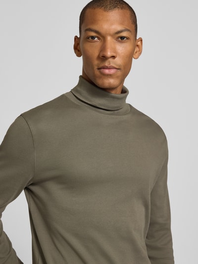Christian Berg Men Regular Fit Longsleeve aus reiner Baumwolle mit Rollkragen Metallic Gruen 3