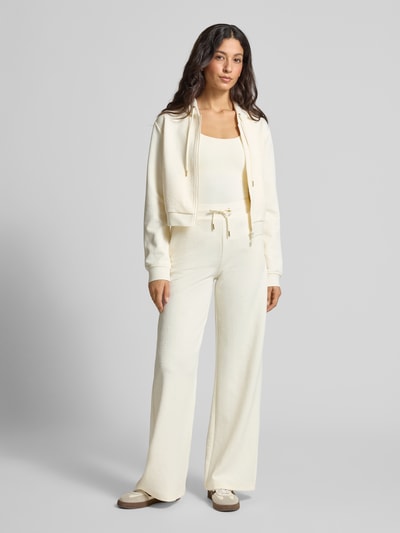 Guess Activewear Wide leg sweatbroek met structuurmotief, model 'PEONY' Offwhite - 1