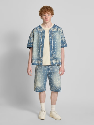 KARL KANI Relaxed Fit Jeanshorts mit Paisley-Dessin Modell 'Paisley' Jeansblau 1