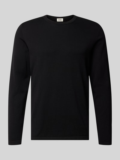 Produktfoto, Slim Fit Langarmshirt reine Baumwolle von DRYKORN in Schwarz, Rundhalsausschnitt, Rippbündchen, schlichte Struktur, für Herren