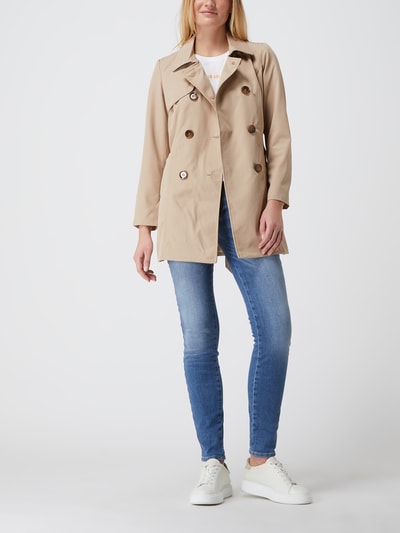 Only Trenchcoat met platte kraag, model 'Valerie'  Beige - 1