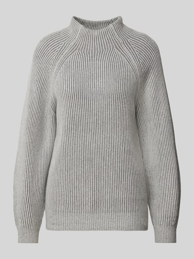 Tom Tailor Loose Fit Strickpullover mit gestreiftem Ripp-Muster Hellgrau 1