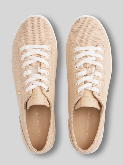 Tommy Hilfiger Low Top Sneaker in Strickoptik mit Logo Applikation Beige 3