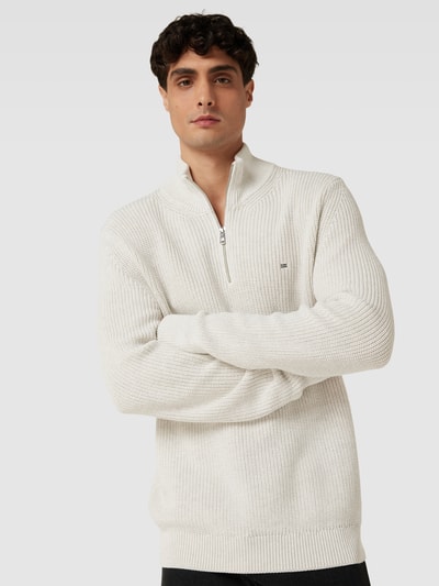 Christian Berg Men Strickpullover mit Label-Stitching Offwhite 3