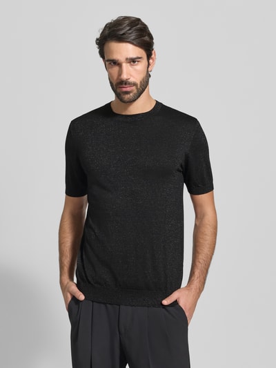 Antony Morato Schimmerndes Strickshirt mit Woll-Anteil BLACK 4