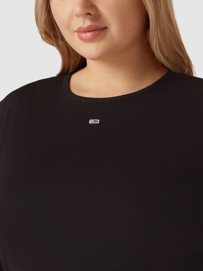 Tommy Jeans Curve PLUS SIZE Longsleeve mit Label-Stitching Schwarz 3