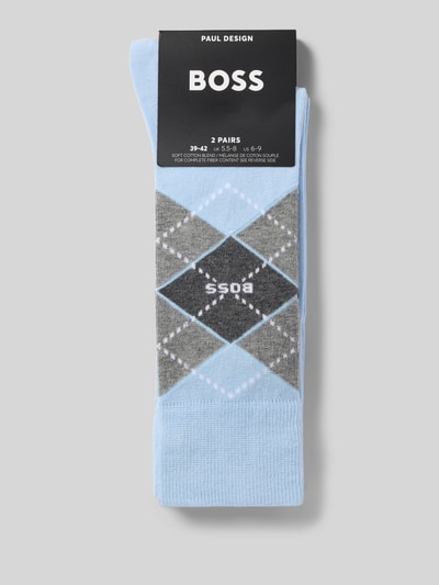 BOSS Skarpety z mieszanki bawełny w zestawie 2 szt. model 'ARGYLE' Jasnoniebieski 3