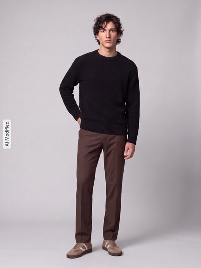 Selected Pullover mit Strukturstrick Black 1