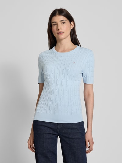 Gant T-Shirt in Strick-Optik Hellblau 4