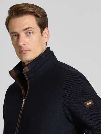 bugatti Cardigan met bontkraag en ritssluiting Marineblauw - 3