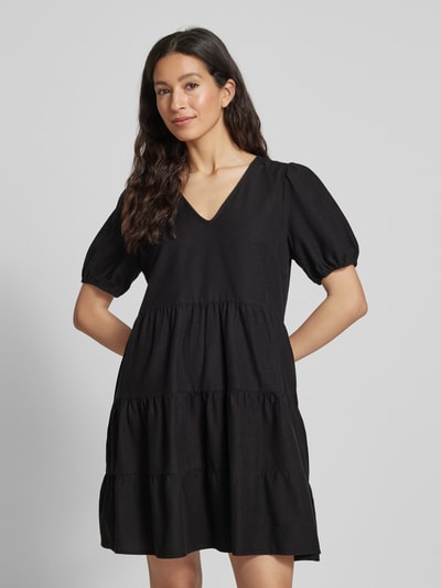 Vila Tailliertes Minikleid aus Viskose-Mix mit Leinen-Anteil Modell 'PRISILLA' Black 4