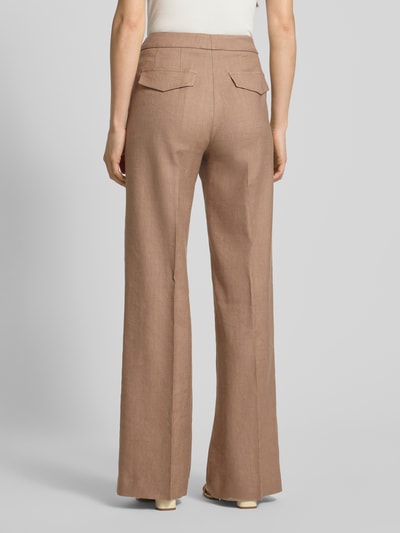 Windsor Lniane spodnie o kroju slim fit z kantem Orzechowy 5