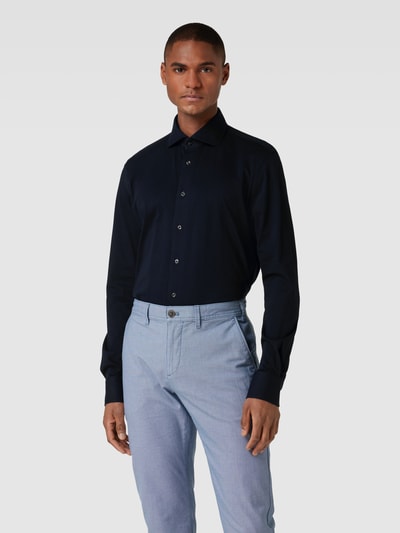 Profuomo Slim fit zakelijk overhemd van katoen met stretch Marineblauw - 4