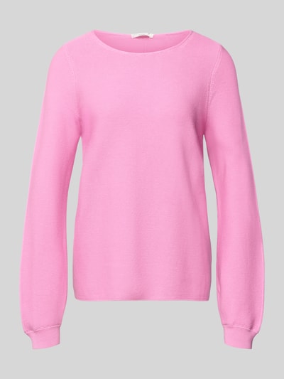 Productfoto, Regular Fit Pullover mit Strukturmuster van Christian Berg Woman, roze katoen, ronde hals, elastische mouwboorden