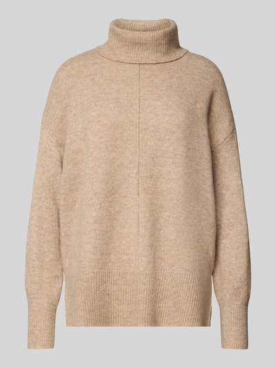 Pieces Regular Fit Rollkragenpullover mit Wollanteil Modell 'MALOU' Ecru 2